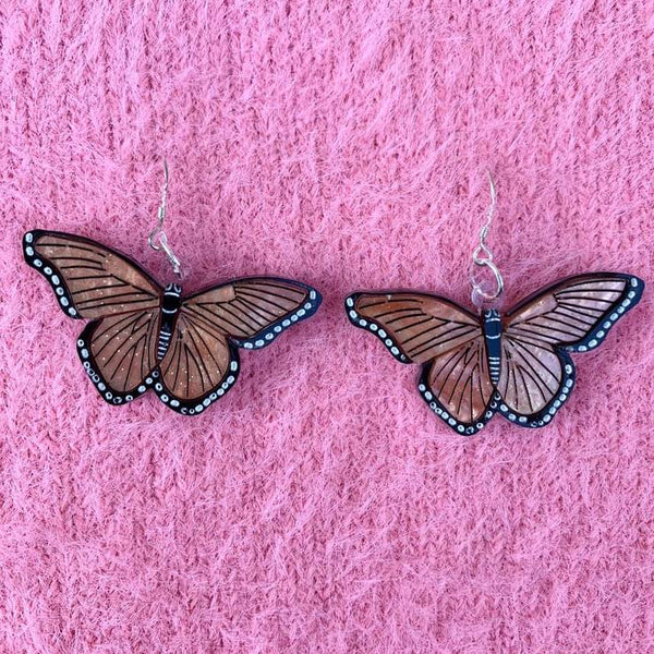 Orange Butterfly Earrings