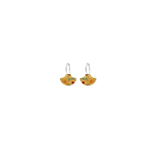 Van Gogh Sunflowers Mini Pagoda Hoop Earrings