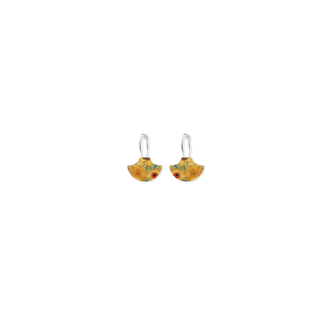 Van Gogh Sunflowers Mini Pagoda Hoop Earrings