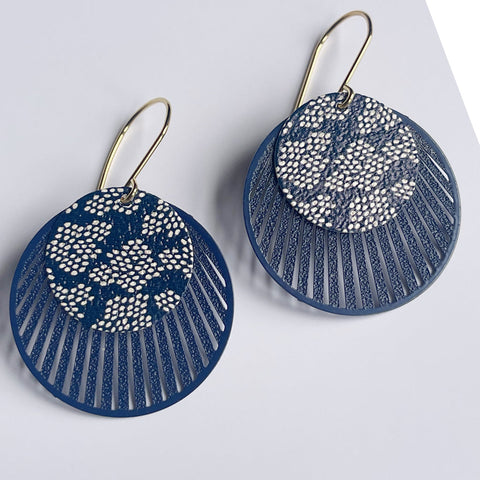 Jen Conde Water Drops Vintage Earrings - Navy