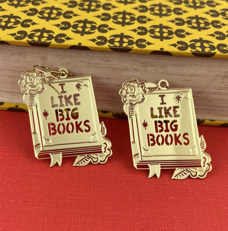 I Like Big Books Brass Dangle Earrings