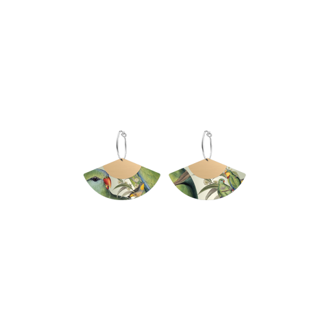 Native Birds Parrot & Pardalote Layered Fan Hoop Earring