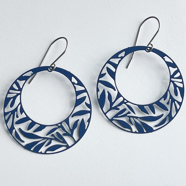 Eucalyptus Earrings - Navy