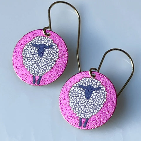 Dolly Patterned Disc Earrings - Hot Pink