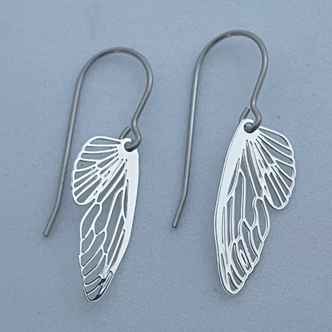 Butterfly Wings Mini Earrings - Silver