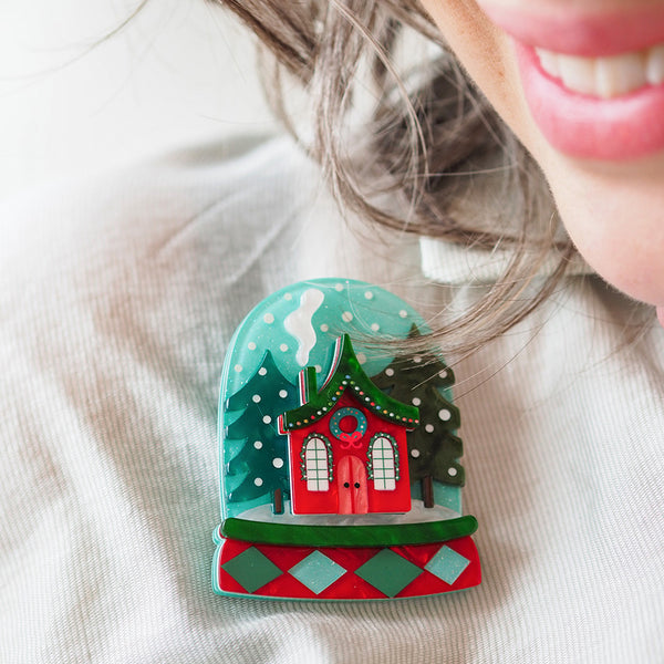 Seasonal Snow Globe Brooch