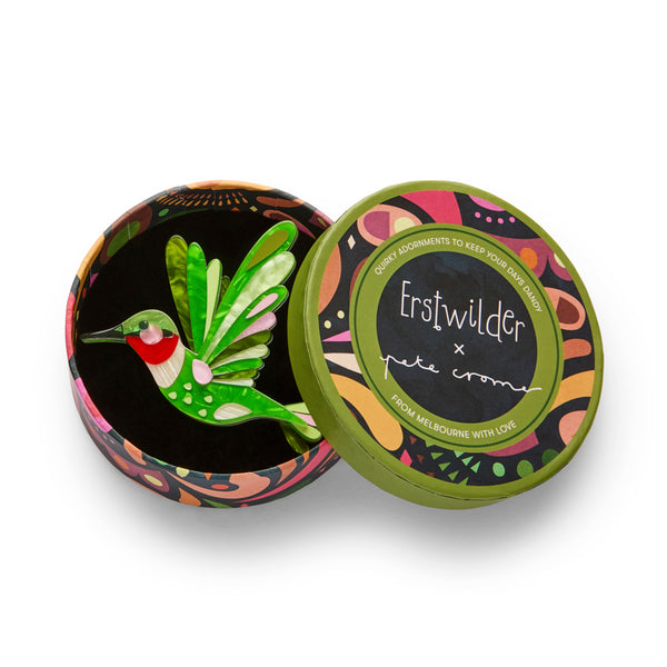 The Riveting Ruby-Throated Hummingbird Brooch