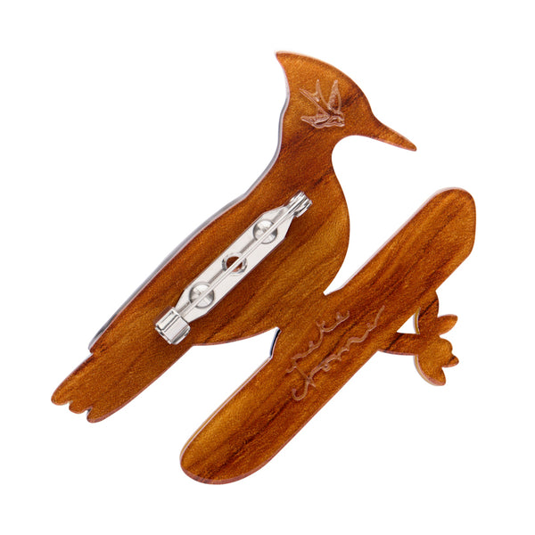 The Persistent Pileated Woodpecker Brooch