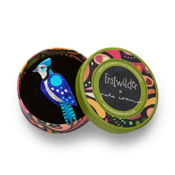 The Boisterous Blue Jay Brooch