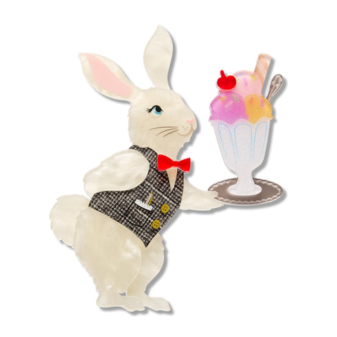 Rabbit Waiter Brooch