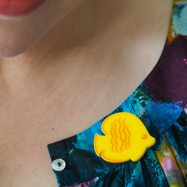 Yellow Fish Simplified Mini Brooch