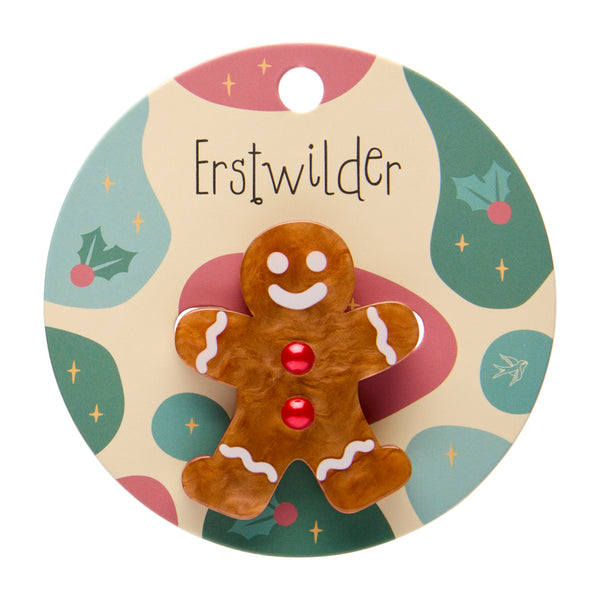 Gingerbread Man Simplified Mini Brooch
