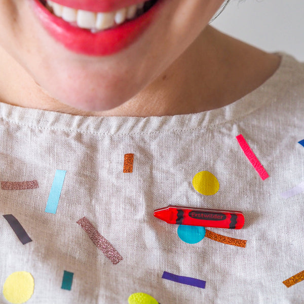Crayon Simplified Mini Brooch - Red