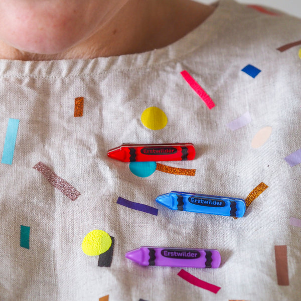 Crayon Simplified Mini Brooch - Purple