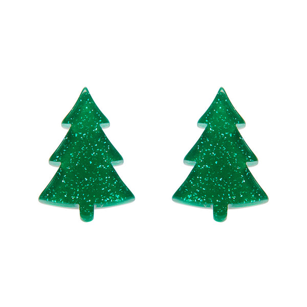 Green Christmas Tree Stud Earrings