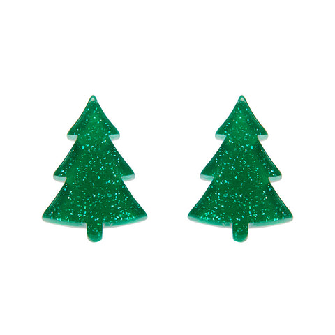 Green Christmas Tree Stud Earrings