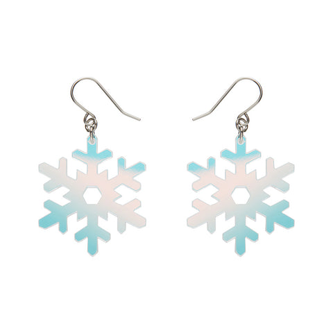 Iridescent Snowflake Drop Earrings