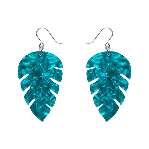 Large Leaf Essential Drop Earrings - Green