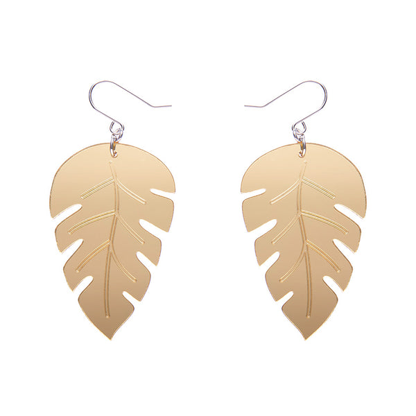 Large Leaf Essential Drop Earrings - Gold