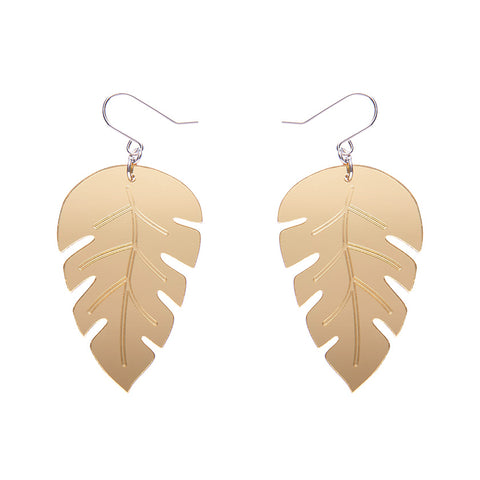 Large Leaf Essential Drop Earrings - Gold