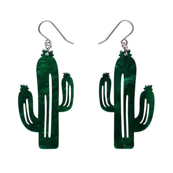 Cactus Drop Earrings - Dark Green
