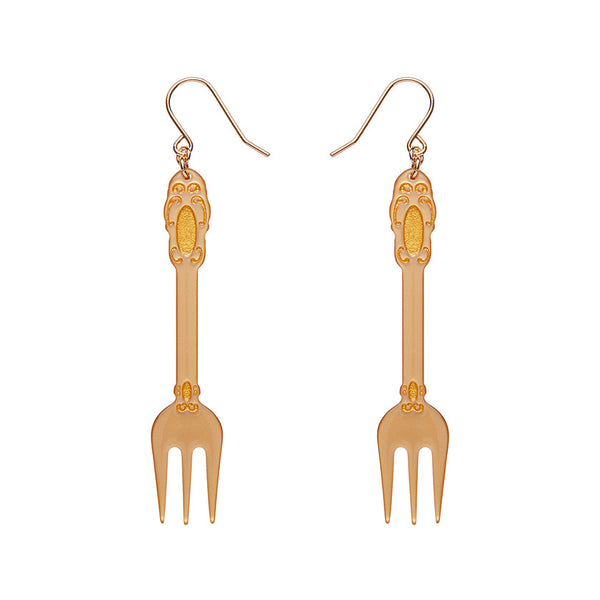 Fork, Please! Drop Earrings - Gold