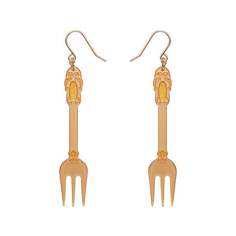 Fork, Please! Drop Earrings - Gold