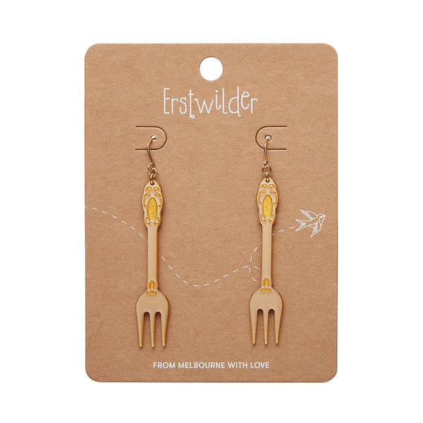 Fork, Please! Drop Earrings - Gold