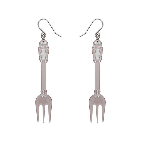 Fork, Please! Drop Earrings - Silver