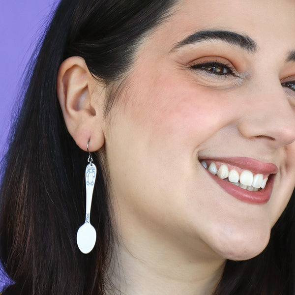 Spoon, Please! Drop Earrings - Silver