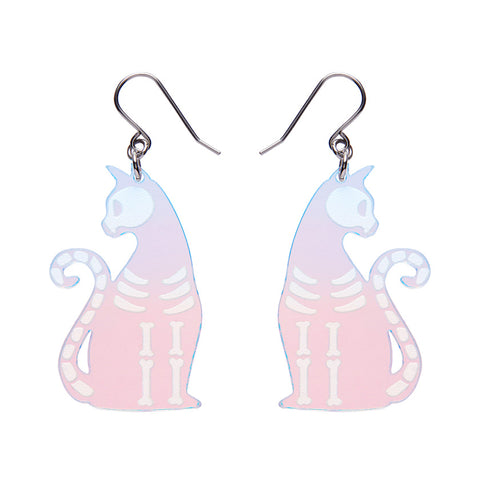 Bone Kitty Drop Earrings - Iridescent