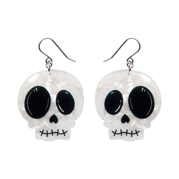 Skull Drop Earrings - White