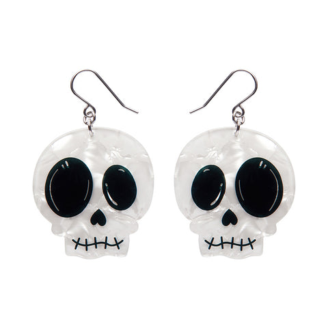 Skull Drop Earrings - White