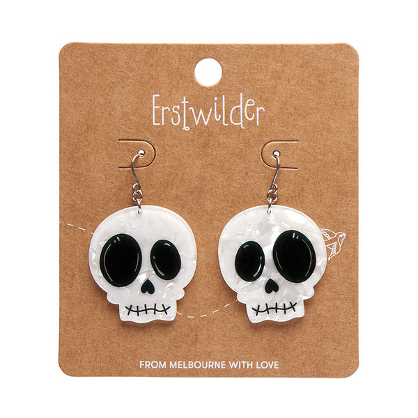 Skull Drop Earrings - White