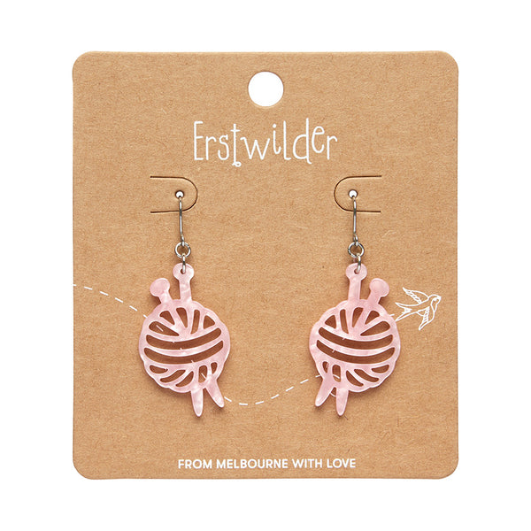 Ball Of Yarn Ripple Drop Earrings - Pink
