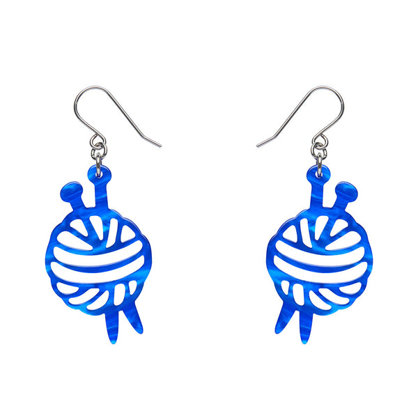 Ball Of Yarn Ripple Drop Earrings - Blue