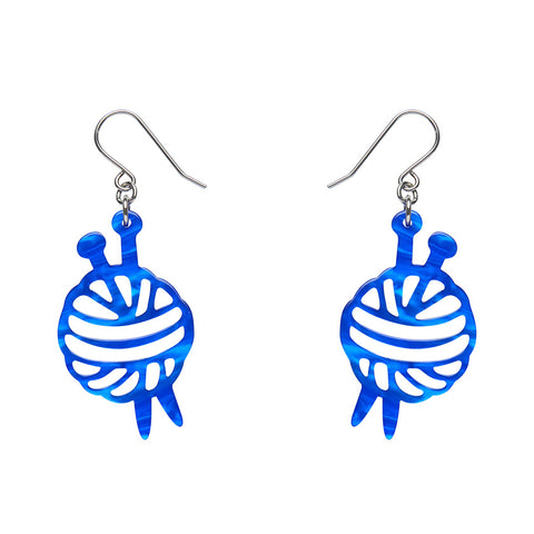 Ball Of Yarn Ripple Drop Earrings - Blue