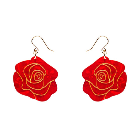 Eternal Rose Drop Earrings - Red