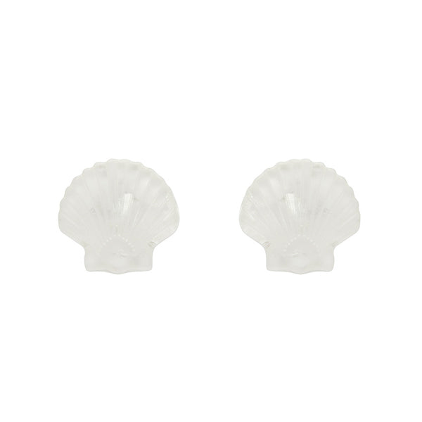 Sea Shell Stud Earrings - White