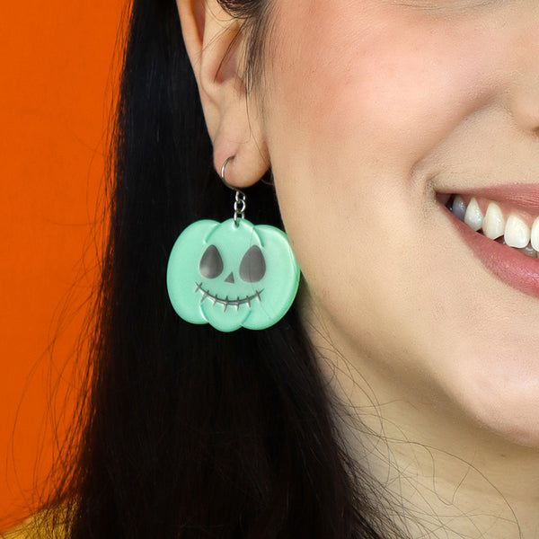 Jack O Lantern Drop Earrings - Glow in the Dark