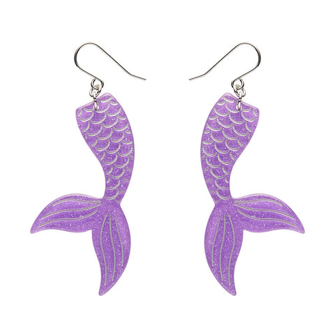 Mermaid Tail Drop Earrings - Violet