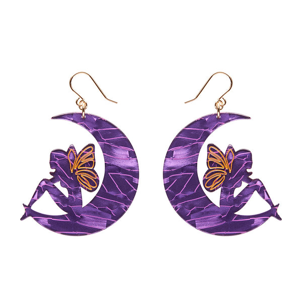Fairy Moon Drop Essential Earrings - Purple
