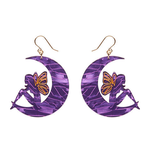 Fairy Moon Drop Essential Earrings - Purple