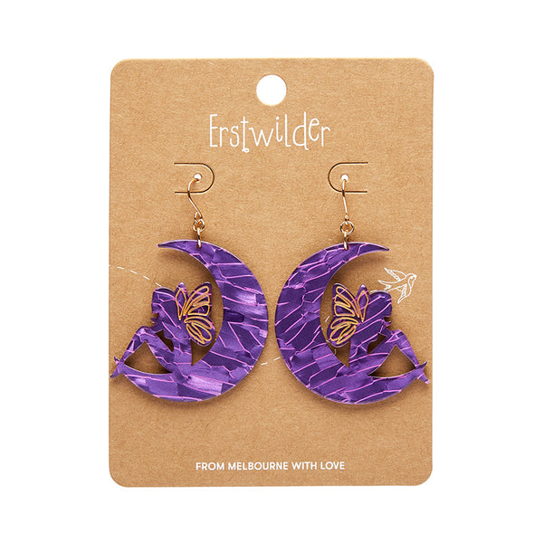 Fairy Moon Drop Essential Earrings - Purple