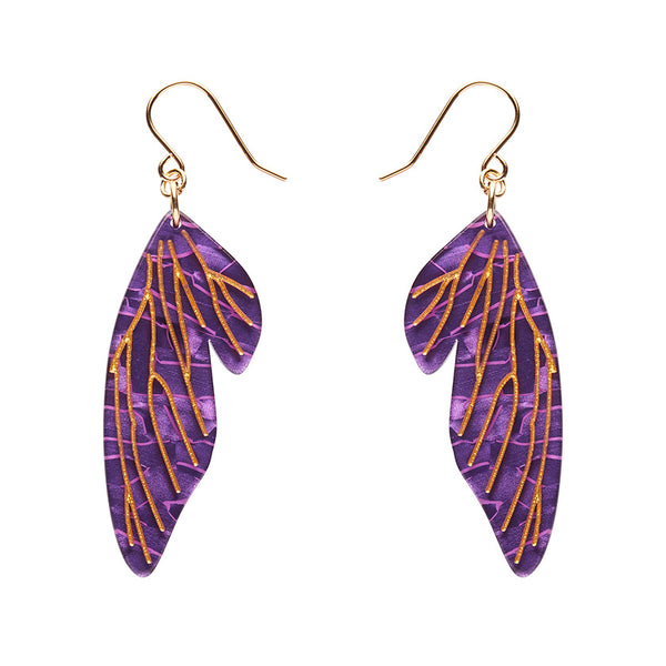Fairy Wing Drop Essential Earrings - Purple