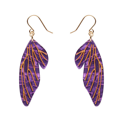 Fairy Wing Drop Essential Earrings - Purple