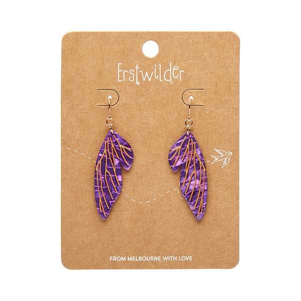 Fairy Wing Drop Essential Earrings - Purple
