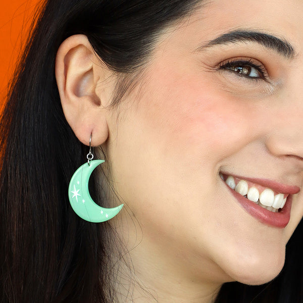Half Moon Drop Earrings - Glow in the Dark