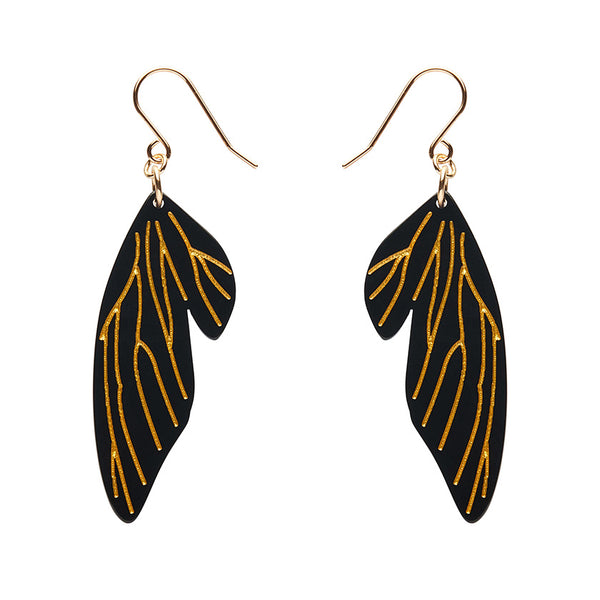 Fairy Wing Drop Essential Earrings - Black
