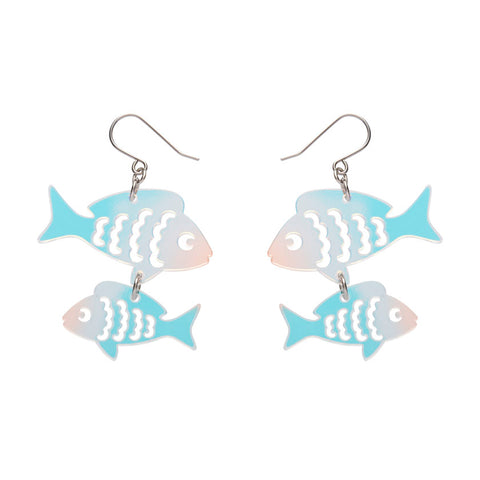 Fish Friends Drop Earrings - Iridescent